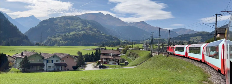 Glacier Express approaching Disentis