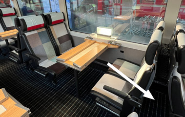 Glacier Express luggage between the seats