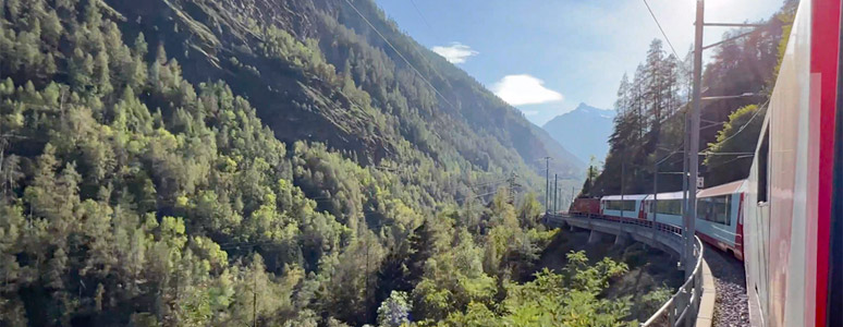 Orient Express Train passes through the Gothard Tunnel, Switzerland 