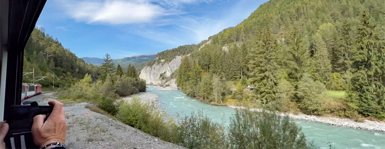 Glacier Express in the Rhine gorge