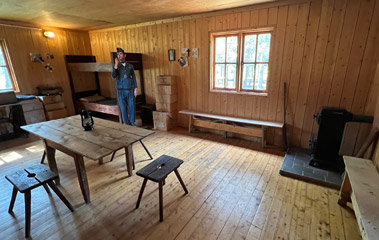 Inside the replica PoW hut, Stalag Luft 3 museum