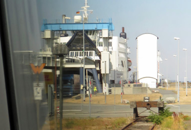 Copenhagen to Hamburg tran bioards the ferry at Rodby
