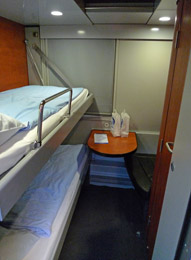 Deluxe sleeper, set up as 2-berth