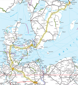 Hamburg to Stockholm sleeper train route map