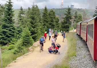 The train nears the summit of the Brocken