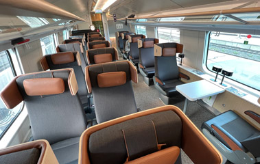 Ekstra class on a Helsinki to Turku Intercity train