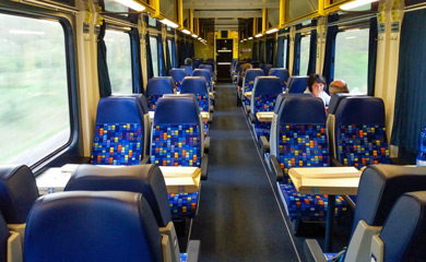 2nd class seats on the EuroCity train Hungaria Berlin-Budapest