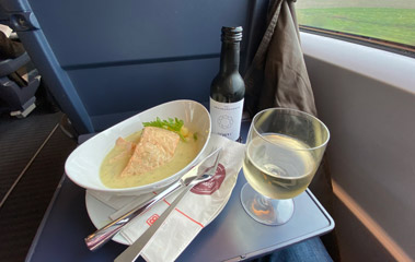 Lunch served at a 1st class seat on an ICE train