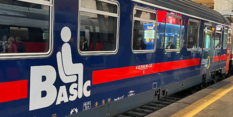 Basic seats car on an Intercity Notte overnight train