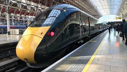 A high-speed train at London Paddington
