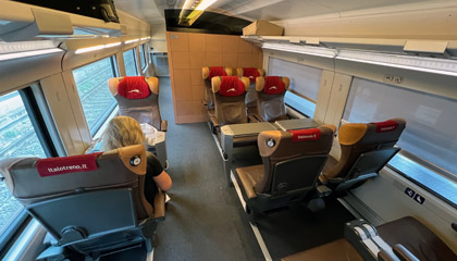 Club class seats on an Italo AGV train