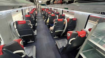 Prima class seats on an Italo EVO train.