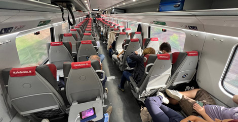 Smart class seats on an Italo EVO train