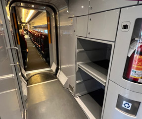 Luggage rack on an Italo AGV train