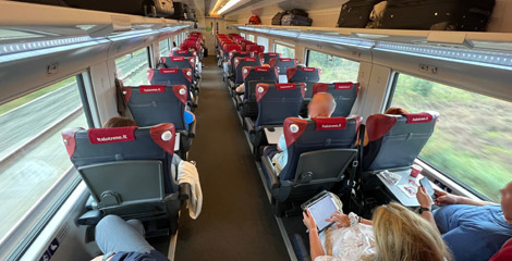Italo AGV train, prima class seats