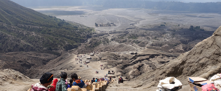 Descending from Mt Bromo rim