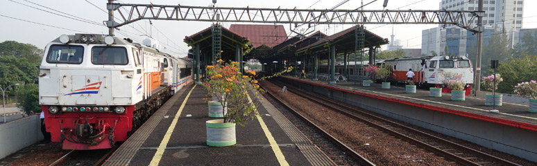 Trains at Jakarta Gambir station