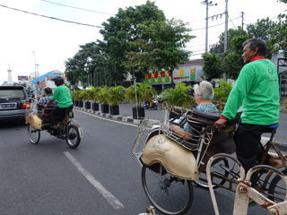 cycle rickshaws in Yogyakarta