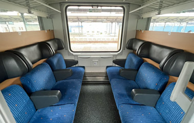 6-seat compartment on train to Krakow