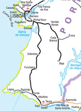 Lisbon to Faro train route map
