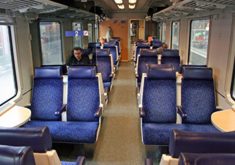 2nd class seats in an open-plan car