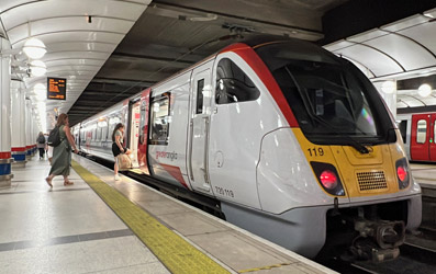 Train from London to Harwich, at London Liverpool Street