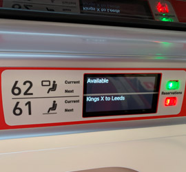 Azuma train seat reservation display