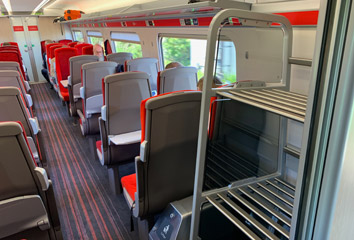 Standard class & luggage rack on an LNER Azuma train