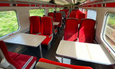 2nd class seats on an Azuma train