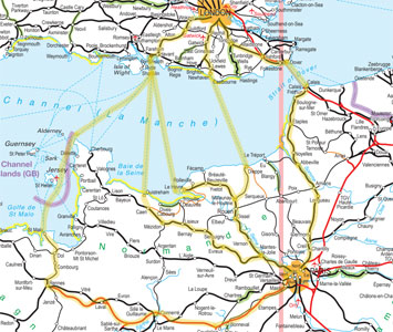 London to Paris train & ferry route map