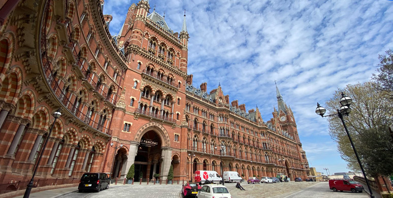 The gothic facade of London St Pancras