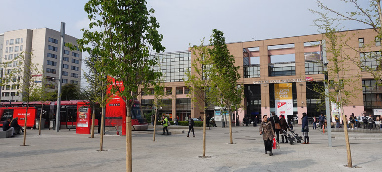 Lyon Part Dieu Porte Alpes showing tram to airport