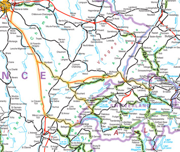 Paris to Switzerland TGV Lyria train route map