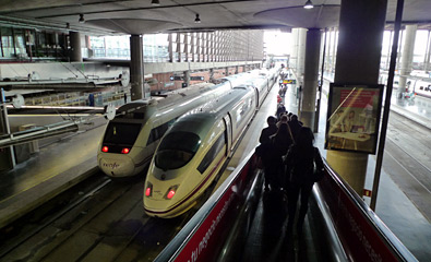 Boarding an AVE train at Madrid Atocha