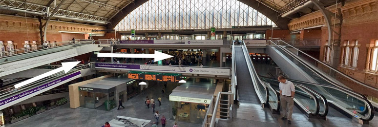 Access to the departures area from the old trainshed at Madrid Puerta de Atocha