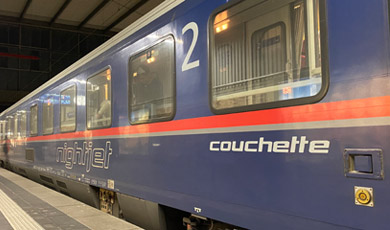 Couchette car on Munich-Rome sleeper