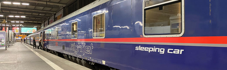 The Nightjet sleeper train to Venice at Munich Hbf