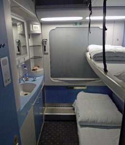 Sleeper compartment in the Croatian sleeping-car from Munich to Zagreb