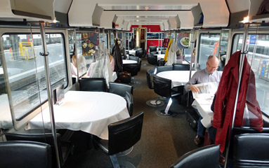 Restaurant car on Zurich to Munich train