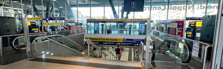 Steps & escalators down to the EAV Circumvesuviana Railway