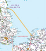 Newcastle-Amsterdam ferry route map