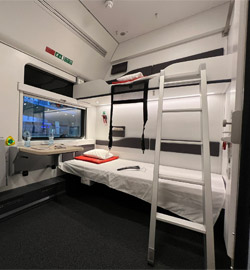 Couchette car on a Nightjet