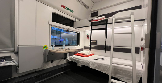 Couchette car on a Nightjet