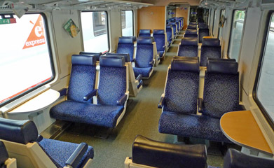 2nd class seats in an open-plan car