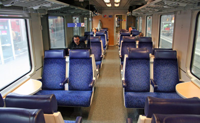 2nd class seats in an open-plan car