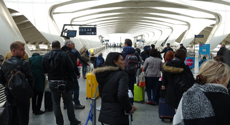 Check-in for a Ouigo train, Lyon St Exupery