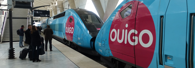 Ouigo TGV train at Lyon St Exupery