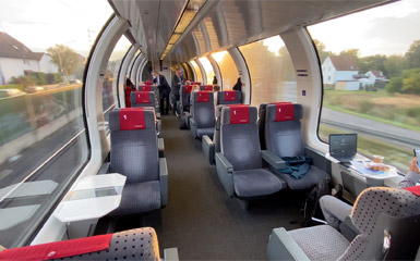1st class seats in panorama car, Munich to Zurich train