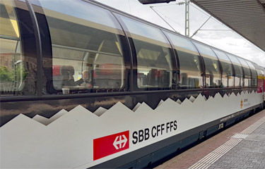 Swiss panorama car, Munich to Zurich train