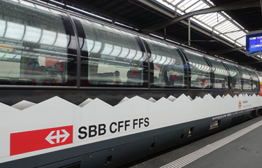 Swiss panorama car, Munich to Zurich train